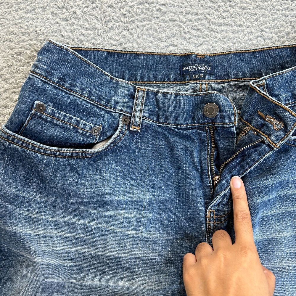 American Eagle Outfitters Skirt Size 10 Denim Front Slit 5 Pocket Mini - Picture 5 of 9